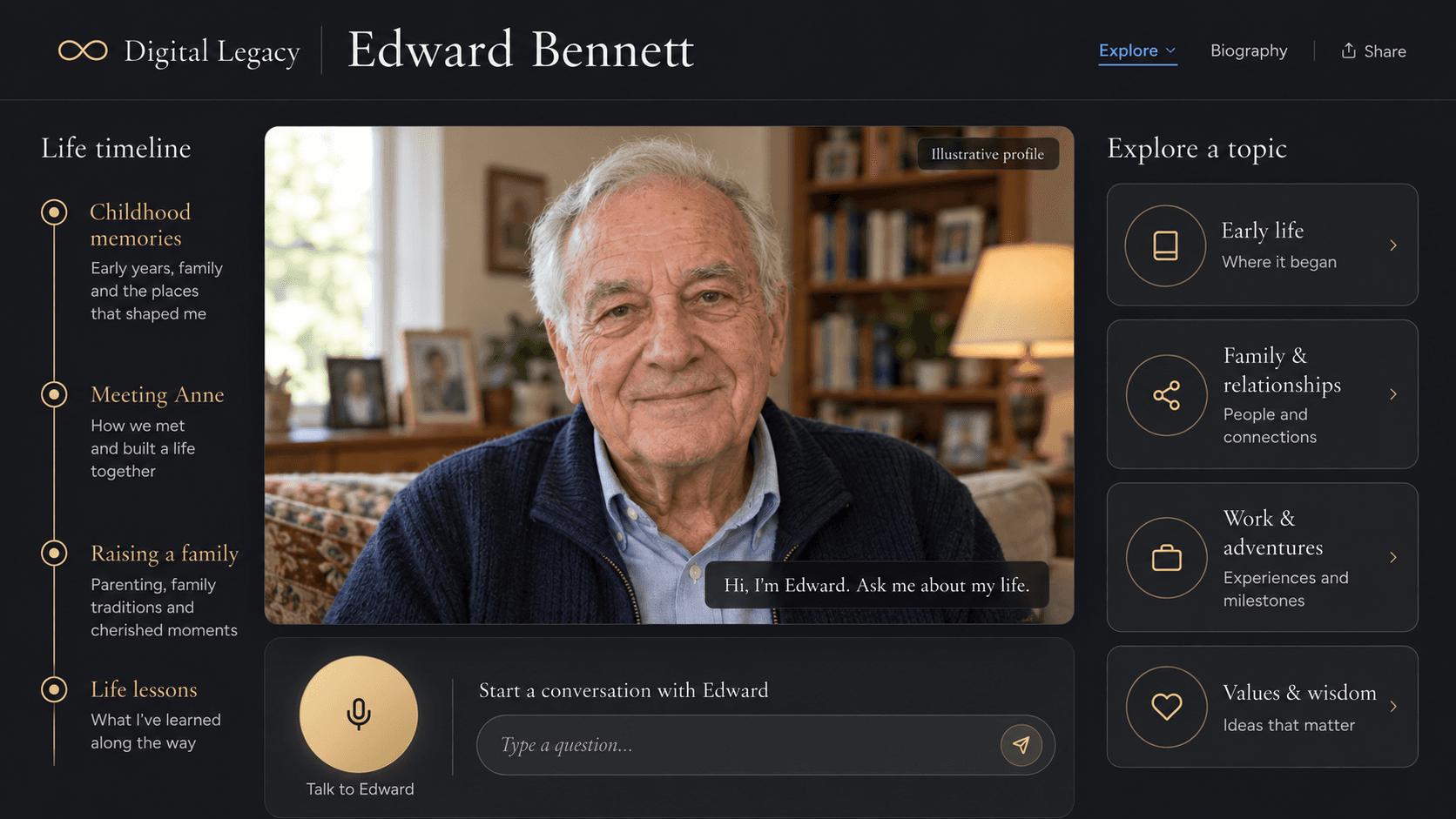 An AI profile being created — Edward's portrait